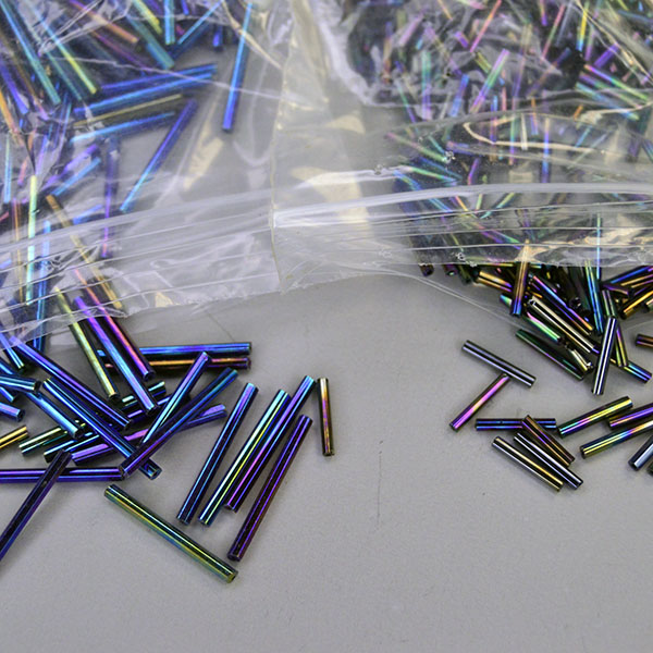 Bead Lot- Iris Rainbow Bugle lot, 15 oz with two sizes for detailed beadwork, textured designs, and flowing fringe. One of a Kind.