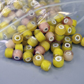 Bead Lot- White Center Crow Translucent yellow and rose beads in a come in a generous 22‑ounce package. Approx. 10.5mm in size , Limited Stock.