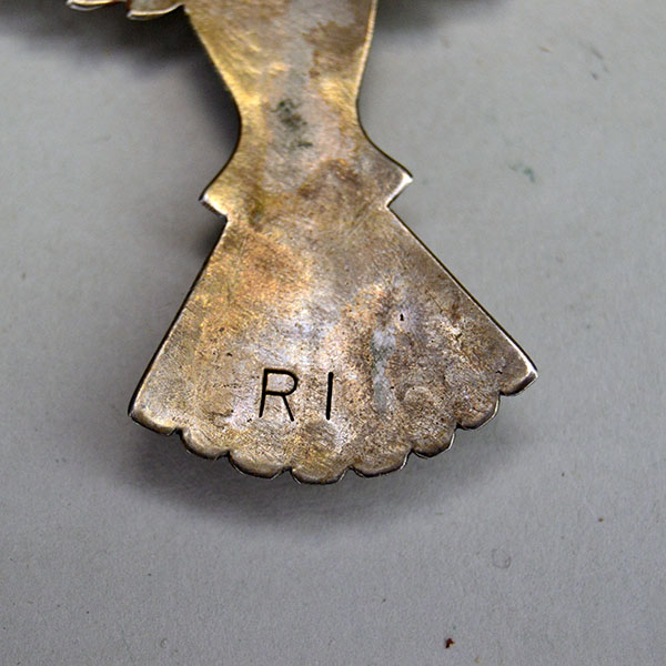 German silver Scarf Slide- Waterbird Abalone Shell. Crafter's stamp RI on the back
