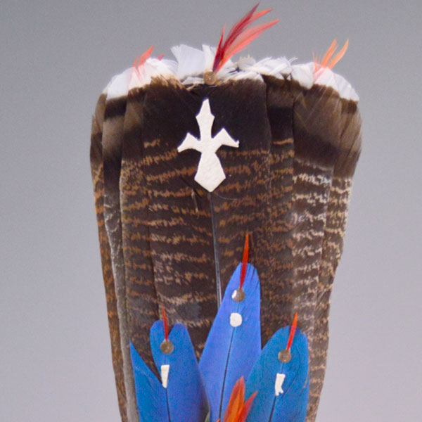 Fan Flat Turkey with colored feather accents top detail
