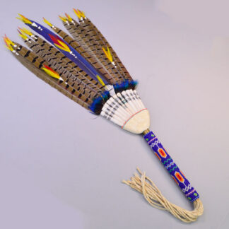 Fan Loose Pheasant Feathers with beaded handle