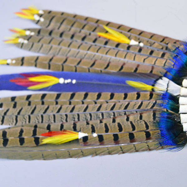 Fan Loose Pheasant Feathers with beaded handle detail