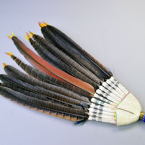 Fan Loose Pheasant Feathers with beaded handle back