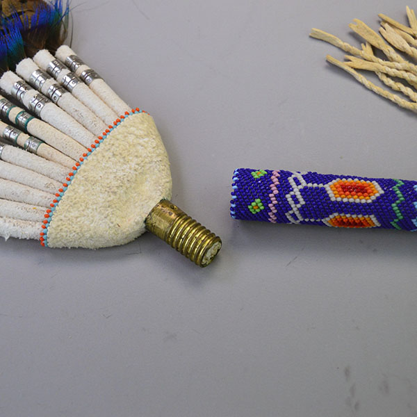 Fan Loose Pheasant Feathers with beaded handle screw attachment