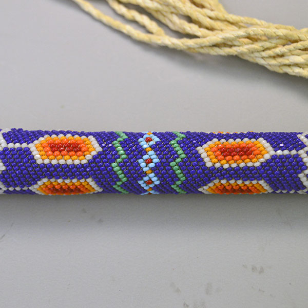 Fan Loose Pheasant Feathers with beaded handle handle detail
