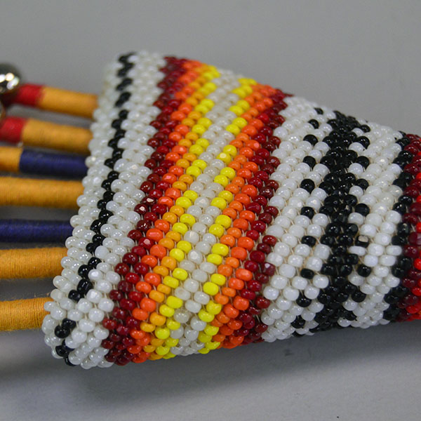 Fan Macaw Beaded Handle top of handle detail
