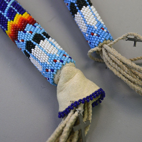 Fan Rattle Set Gourd Dance bottom of handle details