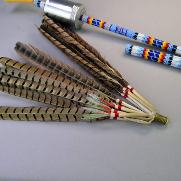 Fan Rattle Set Gourd Dance feather fan detail
