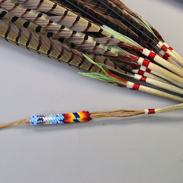 Fan Rattle Set Gourd Dance beaded drop detail