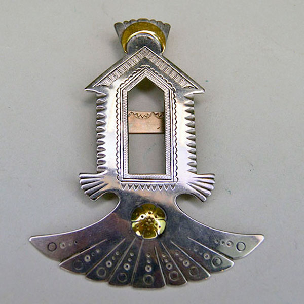 Scarf Slide Brass Moon Concho German Silver
