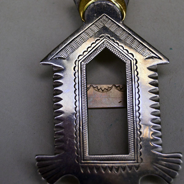 Scarf Slide Brass Moon Concho German Silver center and inside