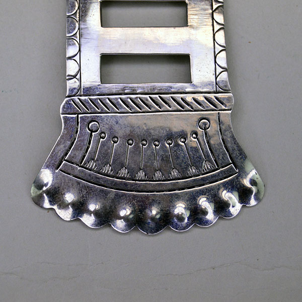 Scarf Slide Punched Circles German Silver bottom detail