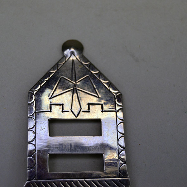 Scarf Slide Punched Circles German Silver top detail