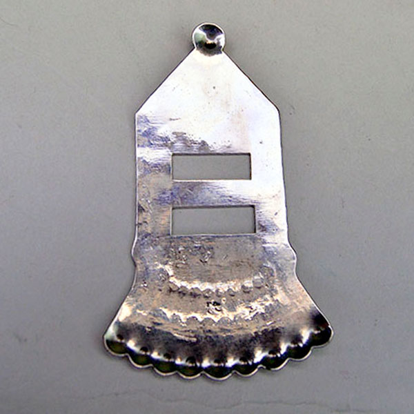 Scarf Slide Punched Circles German Silver back with maker's mark