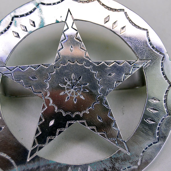 Scarf Slide Round with Star hand stamped German Silver detail