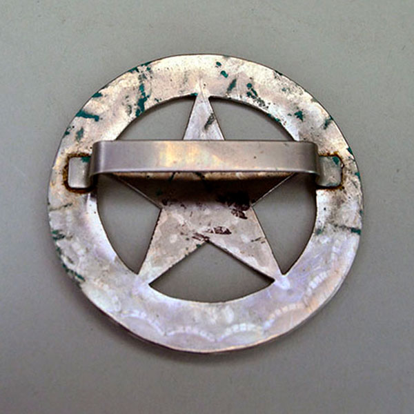 Scarf Slide Round with Star hand stamped German Silver back