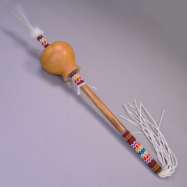 Rattle Gourd- Burgundy Beadwork