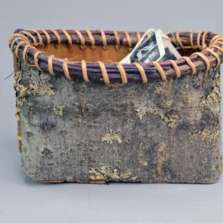 Basket- Ash Bark with spruce‑root stitching and Jennifer Lee’s signature—perfect for your collection. Approx. 7.5″ by 4.5″ One of a Kind.