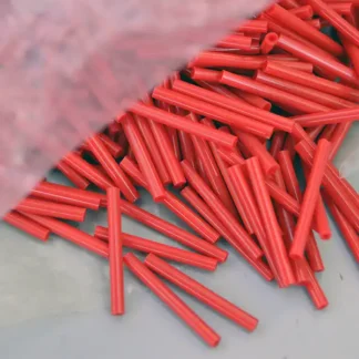 Bead Lot- Red Bugle 23 mm bugle beads in a 17‑ounce lot—vivid color, narrow diameter, perfect for detailed beadwork. One of a Kind.