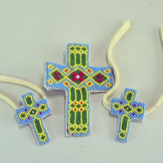 Group lot- Regalia Accessories with a beaded scarf slide and hair ties leather lacing. Colorful, craft‑ready components for everyday wear or regalia.