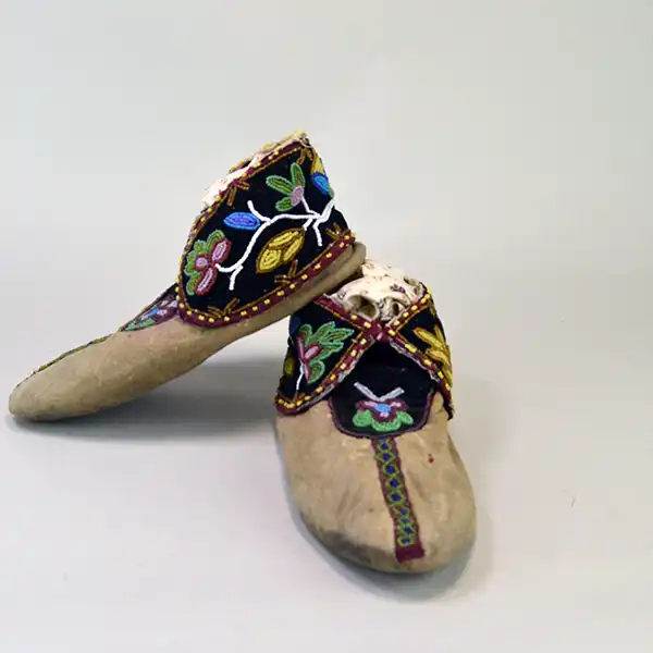 Moccasins- Floral Black Velvet