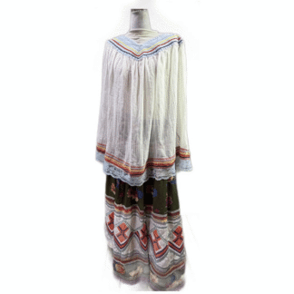 Vintage Skirt & Blouse- Seminole set with patchwork and geometric banding, rickrack trim, and classic strip‑piecing. One of a Kind