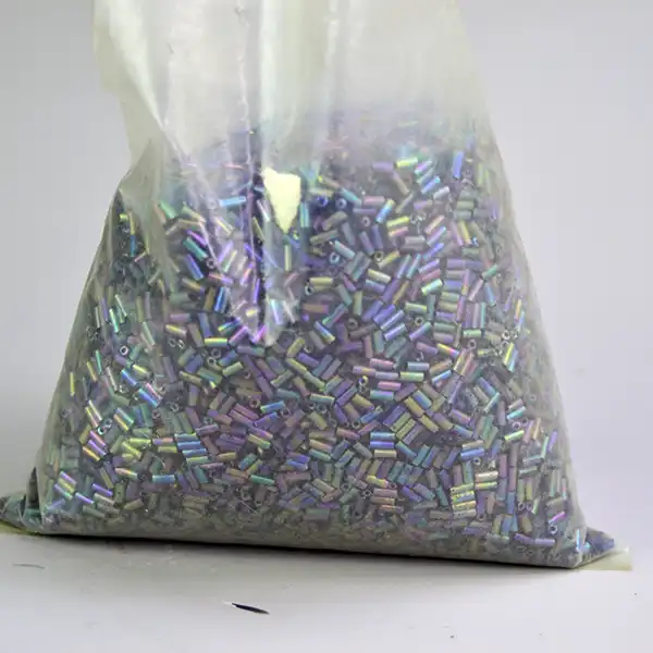 Bead Lot - Black Iris Bugle shown in bag