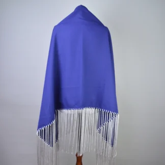 Dance Shawl Navy with Silver Fringe